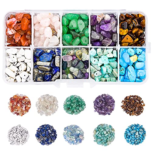 10 Farben Halbedelsteine Perlen Steinperlen Edelsteine Beads 4-8mm Natürliche Heilsteine Halbedelsteinperlen Bastelperlen Lose Perlen Energie Stein für Schmuck von ERWOLO