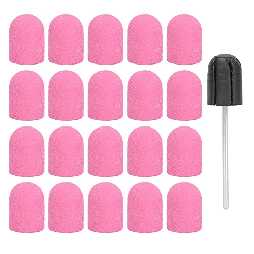 ERYUE Nagelschleifkopf, Feines Schleifpapier-Schleifkappen-Set, Hohe Festigkeit und Effizienz für Manikürearbeiten (Rosa) von ERYUE