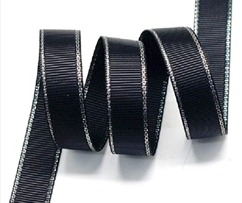 (10 Yards/Los) Weißes, mit silbernem Rand bedrucktes Ripsband, Geschenk- und Hochzeitsbänder, Schwarz, 25 mm von ESCATIC