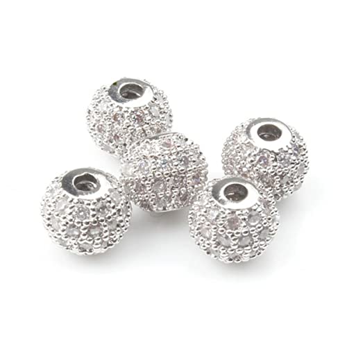 3 teile/los Spacer Runde Perle 4mm 6mm 8mm 10mm 12mm Messing Micro Pave Zirkonia Perlen für Schmuckherstellung Diy Charms Armband-Weiß Weiß CZ,4mm von ESCATIC