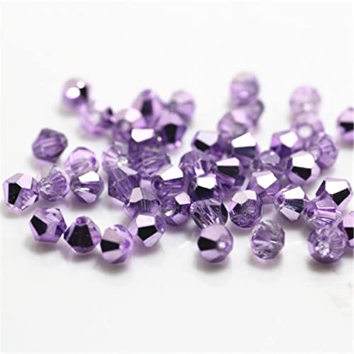 helllila Farbe 100 Stück 4 mm Doppelkegel Kristallperlen Charm Glasperlen lose Zwischenperlen für die DIY-Schmuckherstellung-ran helllila von ESCATIC