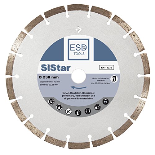 ESD-TOOLS | Diamanttrennscheibe SiStar für Beton, Stein und Dachziegel, Trocken & Nass verwendbar | Ø 230/22,23 mm von ESD-TOOLS