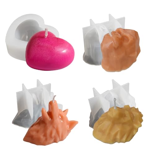 Harzgussform, Silikonform für Kerzen, Heimdekoration, 3D-Kerzenherstellung, Seifenherstellung (ehd-animal-head-4er-Pack) von ESEDAGE