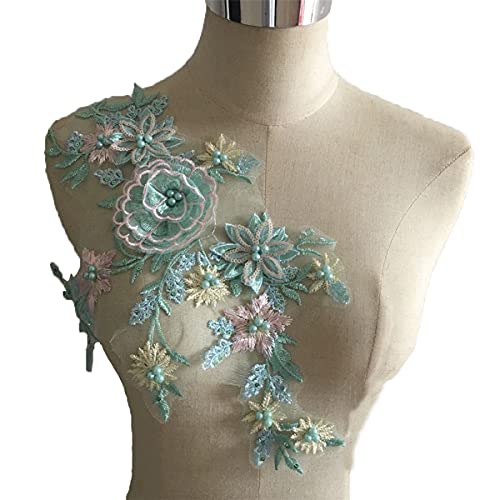 3D Perlen Blume Stoff Spitze Applikation, Floral Stickerei Patches Hochzeit Kleid Handgemachte Nähen Werkzeug für Kleidung von ESH7