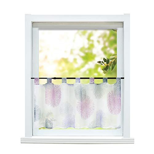 ESLIR Scheibengardine Küche Bistrogardine Modern Gardinen Transparent Kurzgardine mit Schlaufen Vorhänge Voile Lila HxB 45x90cm 1 Stück von ESLIR