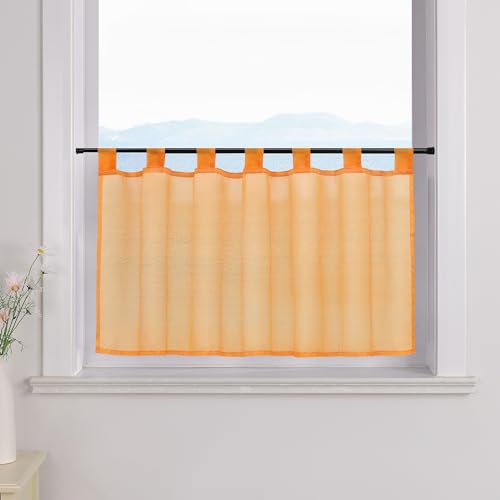 ESLIR Scheibengardine mit Schlaufen Gardinen Küche Bistrogardinen Transparent Stores Vorhänge Kurzgardine Voile Orange BxH 60x120cm 1 Stück von ESLIR