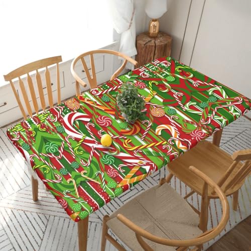 ESNAIUVCD Frohe Weihnachten Druck Frohe Weihnachten Druck Ölbeständig Rechteckige Tischdecke Restaurant-Tischdecke Gartenparty Tischdecke (1,5 m) von ESNAIUVCD