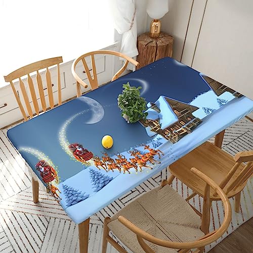 ESNAIUVCD Frohe Weihnachten Druck Frohe Weihnachten Druck Ölbeständig Rechteckige Tischdecke Restaurant-Tischdecke Gartenparty Tischdecke (1,5 m) von ESNAIUVCD