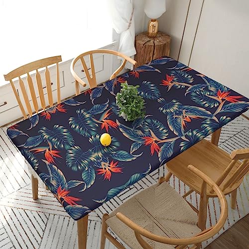 ESNAIUVCD Hawaii Tischdecke mit tropischem Blumendruck, Hawaii, tropischer Blumendruck, ölbeständig, rechteckig, Tischdecke, Restaurant-Tischdecke, Gartenparty, Tischdecke (1,5 m) von ESNAIUVCD