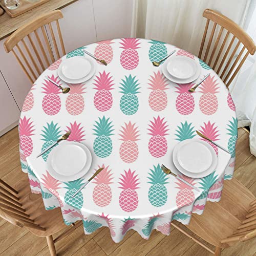 ESNAIUVCD Runde Tischdecke mit Ananas-Druck, Polyester, abwischbar, wasserdicht, für Küche, Esszimmer, Party, Picknick, Terrasse, Outdoor, 152 cm von ESNAIUVCD