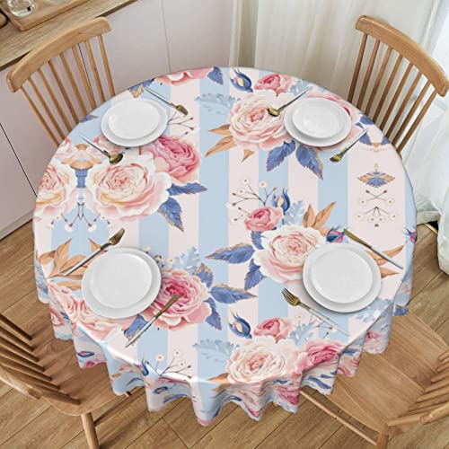 ESNAIUVCD Runde Tischdecke mit Blumenmuster, 152 cm, Polyester, abwischbar, wasserdicht, für Küche, Esszimmer, Party, Picknick, Terrasse, Outdoor von ESNAIUVCD