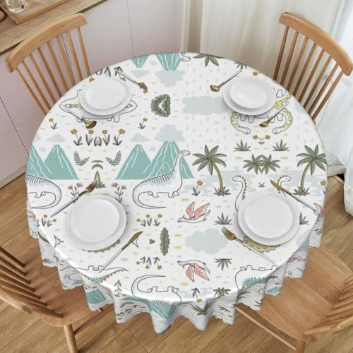 ESNAIUVCD Runde Tischdecke mit Dinosaurier-Motiv, 152 cm, Polyester, abwischbar, wasserdicht, für Küche, Esszimmer, Party, Picknick, Terrasse, Outdoor von ESNAIUVCD