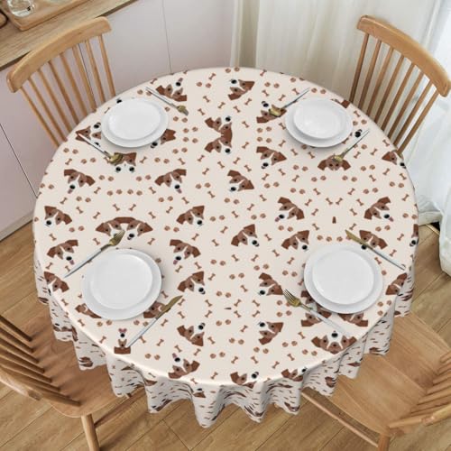 ESNAIUVCD Runde Tischdecke mit Hundeknochen-Aufdruck, Polyester, abwischbar, wasserdicht, für Küche, Esszimmer, Party, Picknick, Terrasse, Outdoor, 152 cm von ESNAIUVCD