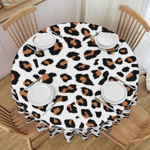 ESNAIUVCD Runde Tischdecke mit Leopardenmuster, Polyester, abwischbar, wasserdicht, für Küche, Esszimmer, Party, Picknick, Terrasse, Outdoor, 152 cm von ESNAIUVCD