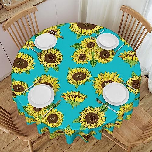 ESNAIUVCD Runde Tischdecke mit Sonnenblumenmuster, 152 cm, Polyester, abwischbar, wasserdicht, für Küche, Esszimmer, Party, Picknick, Terrasse, Outdoor von ESNAIUVCD