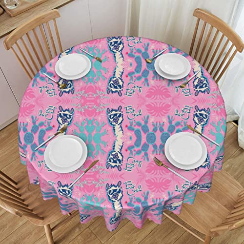 ESNAIUVCD Runde Tischdecke mit coolem Liama-Druck, Polyester, abwischbar, wasserdicht, für Küche, Esszimmer, Party, Picknick, Terrasse, Outdoor, 152 cm von ESNAIUVCD