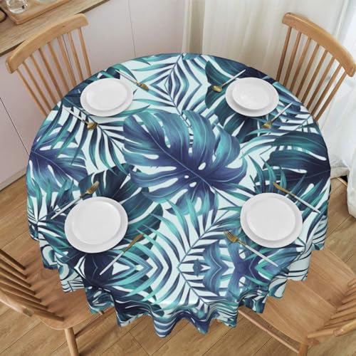 ESNAIUVCD Runde Tischdecke mit tropischem Palmblätter-Druck, Polyester, abwischbar, wasserdicht, für Küche, Esszimmer, Party, Picknick, Terrasse, Outdoor, 152 cm von ESNAIUVCD