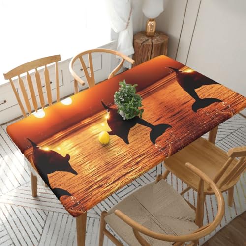 ESNAIUVCD Schöner Sonnenuntergang-Druck, schöner Sonnenuntergang-Druck, ölbeständig, rechteckige Tischdecke, Restaurant-Tischdecke, Gartenparty, Tischdecke (1,5 m) von ESNAIUVCD