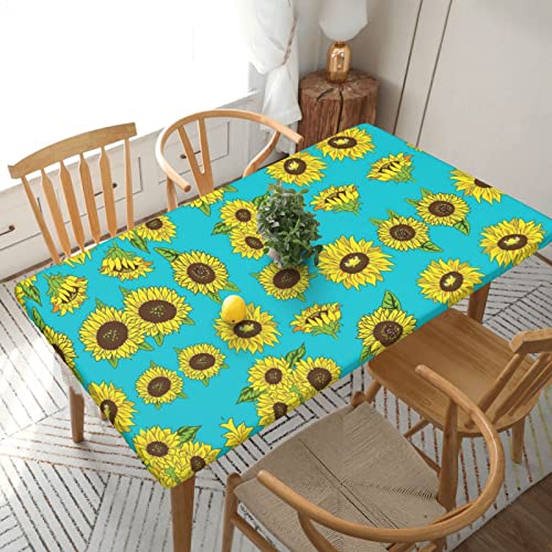 ESNAIUVCD Sonnenblumen-Muster, Sonnenblumen-Muster, ölbeständig, rechteckig, Tischdecke, Restaurant-Tischdecke, Gartenparty, Tischdecke (1,5 m) von ESNAIUVCD