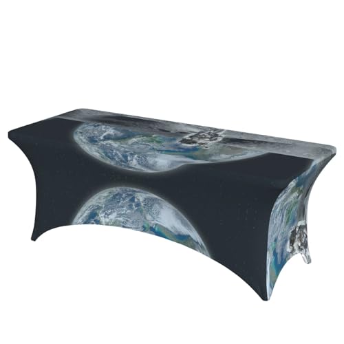 ESNAIUVCD Tischdecke mit Astronauten-Druck, 1,8 m, Stretch-Spandex-Tischdecke für Standard-Klapptische, universell, rechteckig, Schutz für Hochzeit, Bankett und Party von ESNAIUVCD