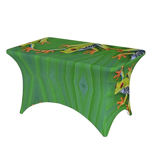 ESNAIUVCD Tischdecke mit Tiermotiv, Froschblätter, dehnbar, Spandex, für Standard-Klapptische, universell, rechteckig, für Hochzeit, Bankett und Party, 122 cm von ESNAIUVCD