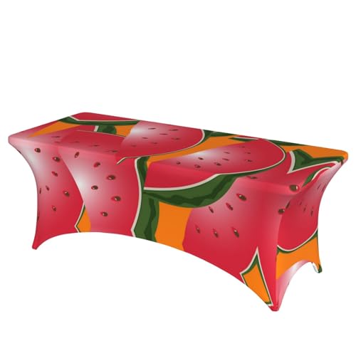 ESNAIUVCD Tischdecke mit Wassermelonenscheiben-Druck, 1,8 m, Stretch-Spandex-Tischdecke für Standard-Klapptische, universell, rechteckig, Schutz für Hochzeit, Bankett und Party von ESNAIUVCD