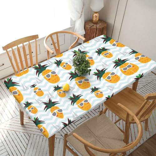 ESNAIUVCD Tischdecke mit süßem Ananas-Druck, ölbeständig, rechteckig, für Restaurants, Gartenpartys, 1,5 m von ESNAIUVCD