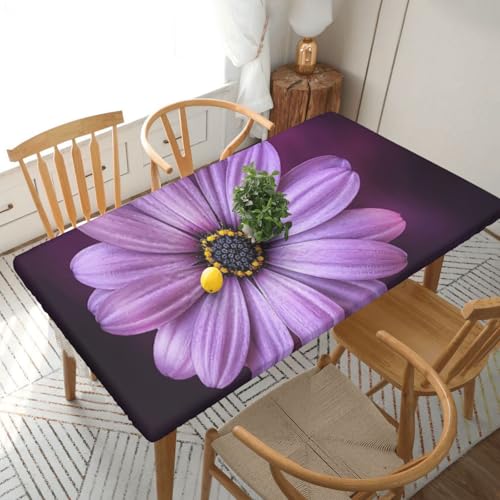 ESNAIUVCD Tischdecke mit violettem Chrysanthemen-Druck, ölbeständig, rechteckig, für Restaurant, Garten, Party, 1,5 m von ESNAIUVCD