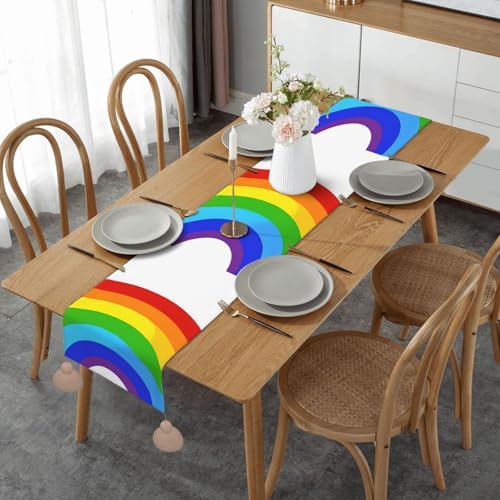 ESNAIUVCD Tischläufer mit Regenbogen-Druck, saisonale Küche, Esstisch, Dekoration für Zuhause, Party, 36 x 152 cm von ESNAIUVCD