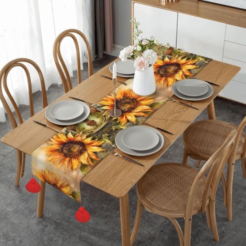 ESNAIUVCD Tischläufer mit Sonnenblumenmuster, saisonale Küche, Esstisch, Dekoration für Zuhause, Party, 36 x 152 cm von ESNAIUVCD