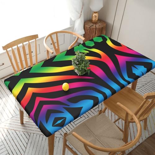 ESNAIUVCD Zebra-Druck, ölbeständig, rechteckig, Tischdecke, Restaurant-Tischdecke, Gartenparty, Tischdecke (1,5 m) von ESNAIUVCD