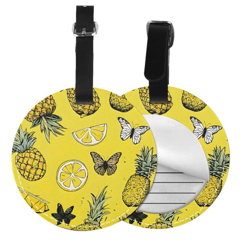 Gepäckanhänger mit Ananas-Druck, 6 Stück, Gepäckanhänger, Koffer, Gepäckanhänger, mit Etiketten, Reisetaschen, PVC, 6 Stück von ESNAIUVCD