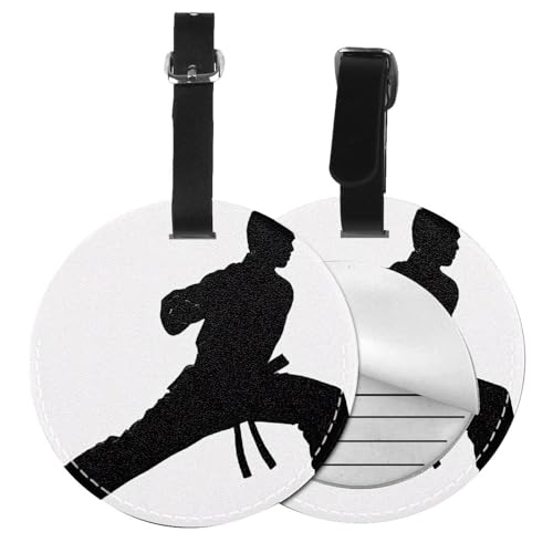 Gepäckanhänger mit Karate-Männer-Aufdruck, Koffer, Gepäckanhänger, Namensschild, Gepäckanhänger mit Etiketten, Reisetaschen, PVC, 6 Stück von ESNAIUVCD