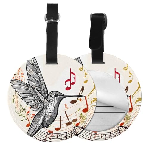 Gepäckanhänger mit Musik-Symbol-Druck, 6 Stück, Koffer, Gepäckanhänger, Namensschild, Gepäckanhänger mit Etiketten, Reisetaschen, PVC von ESNAIUVCD