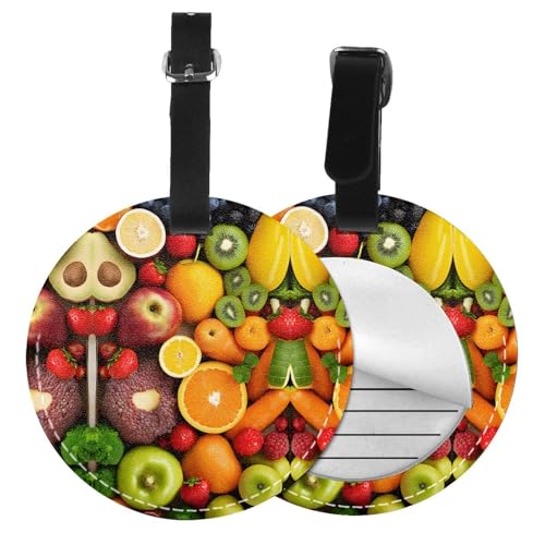 Gepäckanhänger mit Obst-Regenbogen-Druck, 6 Stück, Koffer, Gepäckanhänger, Namensschild, Gepäckanhänger mit Etiketten, Reisetaschen, PVC von ESNAIUVCD