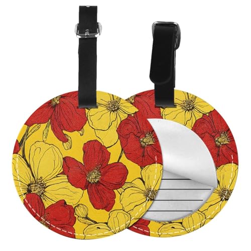 Gepäckanhänger mit hübschem Mohnblumen-Druck, 6 Stück, Koffer, Gepäckanhänger, Namensschild, Gepäckanhänger mit Etiketten, Reisetaschen, PVC von ESNAIUVCD