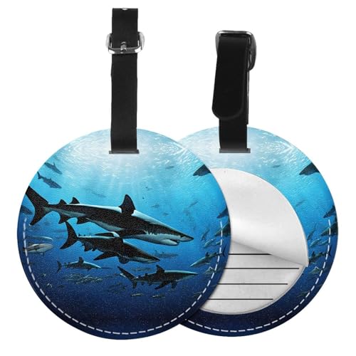 Hammerhead Sharks Print Gepäckanhänger Kofferanhänger Gepäckanhänger mit Etiketten, Reisetaschen, PVC, 6 Stück von ESNAIUVCD