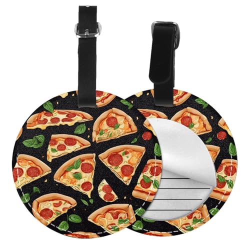 Pizza-3D-Druck, Gepäckanhänger, Koffer, Gepäckanhänger, Namensschild, Gepäckanhänger mit Etiketten, Reisetaschen, PVC, 6 Stück von ESNAIUVCD