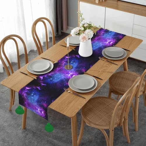 Tischläufer mit blauem Galaxie-Druck, saisonale Küche, Esstisch, Dekoration für Zuhause, Party, 36 x 152 cm von ESNAIUVCD