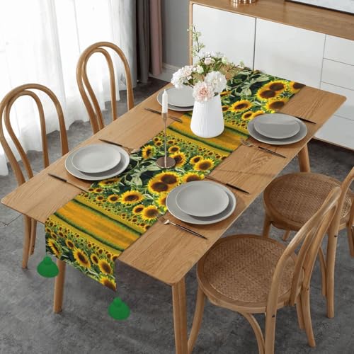 Tischläufer mit vielen schönen Sonnenblumen-Aufdruck, saisonale Küche, Esstisch, Dekoration für Zuhause, Party, 36 x 152 cm von ESNAIUVCD