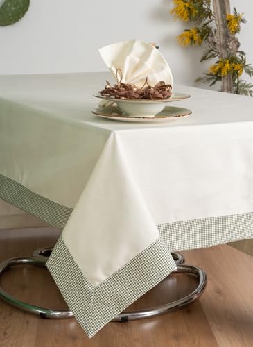 ESSE HOME Moderne und elegante Tischdecke, gewebt, aus reiner Baumwolle, IRMA 452 (Beige-Grün, 140 x 240 cm) von ESSE HOME