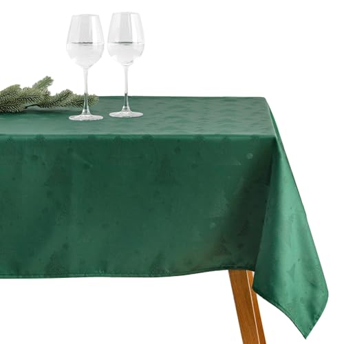 ESSEX - Tischdecke 130 x 180 cm Green Xmas, Tischdecken aus Strapazierfähigem Stoff, Hochwertige Tischtuch, Table Cloth Mehrfachen Gebrauch, Einfache Pflege - Grün von ESSEX