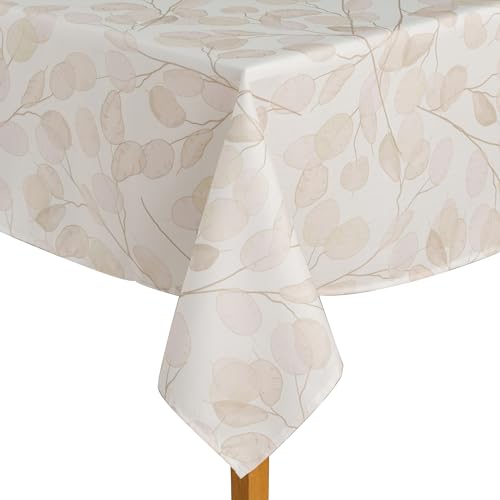 ESSEX - Tischdecke Stems, 110 x 160 cm, Tischtuch, 100% Polyester, Abwaschbar, Blätter - Beige von ESSEX