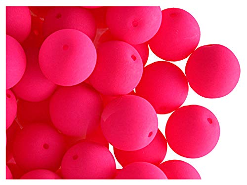 ESTRELA NEON 24 Stück Tschechische Glasperlen Rund Gepresst (UV aktiv) 10 mm Pink von ESTRELA NEON