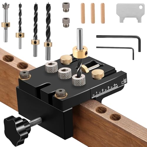 3-in-1 Bohrschablone Set 6/8/10/15mm, Dübellöcher Bohrschablone Set, Holzdübel Bohrschablone, Holzbearbeitung Winkel Bohrführung Positioner Locator Werkzeug, Dowel Jig von ESTVIIG