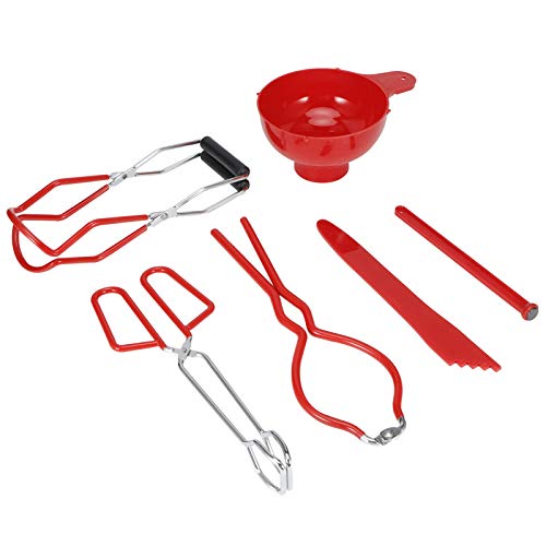 Piece Canning Kit, Konservenwerkzeuge und Utensilien -Set, Nicht -Slip -Food -Zangen können Fahrer mit dem Trichter -Trichter -Set für Dose Accessoires zerkleinern. (Rot) von ETAINGYEUN