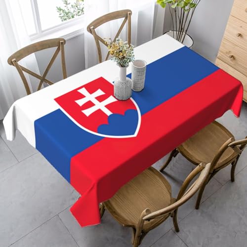 ETASUIOL Farmhouse-Tischdecke mit Flagge der Slowakei, Party-Tischdecke, rechteckig, weiches Pfirsichleder-Gewebe von ETASUIOL