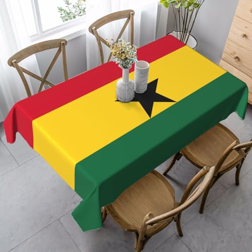 ETASUIOL Farmhouse-Tischdecke mit Flagge von Ghana, rechteckig, weicher Pfirsichleder-Stoff von ETASUIOL