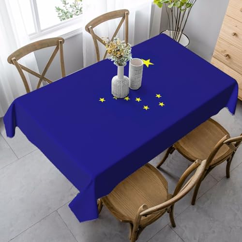 ETASUIOL Tischdecke mit Alaska-Staatsflaggen-Druck, rechteckige Party-Tischdecke, weicher Pfirsichleder-Stoff von ETASUIOL