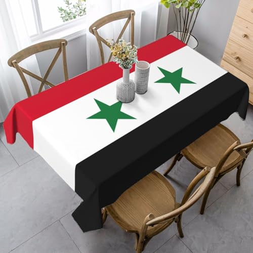 ETASUIOL Tischdecke mit Flagge der Arabischen Republik Syrien, Bauernhaus-Tischdecke, Party-Tischdecke, rechteckig, weiches Pfirsichleder-Gewebe von ETASUIOL